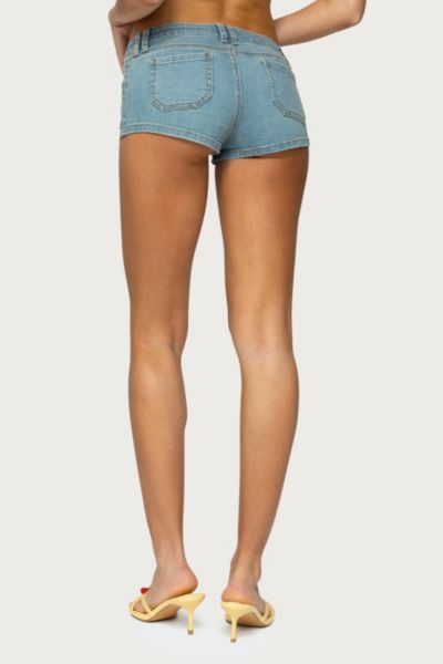Edikted Cargo Pockets Denim Micro Shorts In Blue, Women's At Urban Outfitters