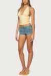 Edikted Cargo Pockets Denim Micro Shorts