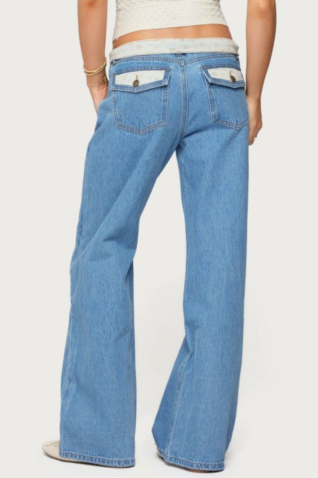 Edikted Floral Foldover Low Rise Jeans #4
