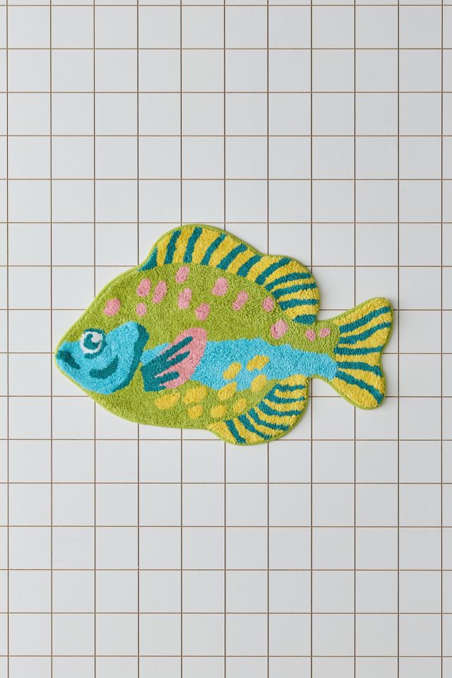 Gone Fishin’ Fish Shaped Tufted Bath Mat #1