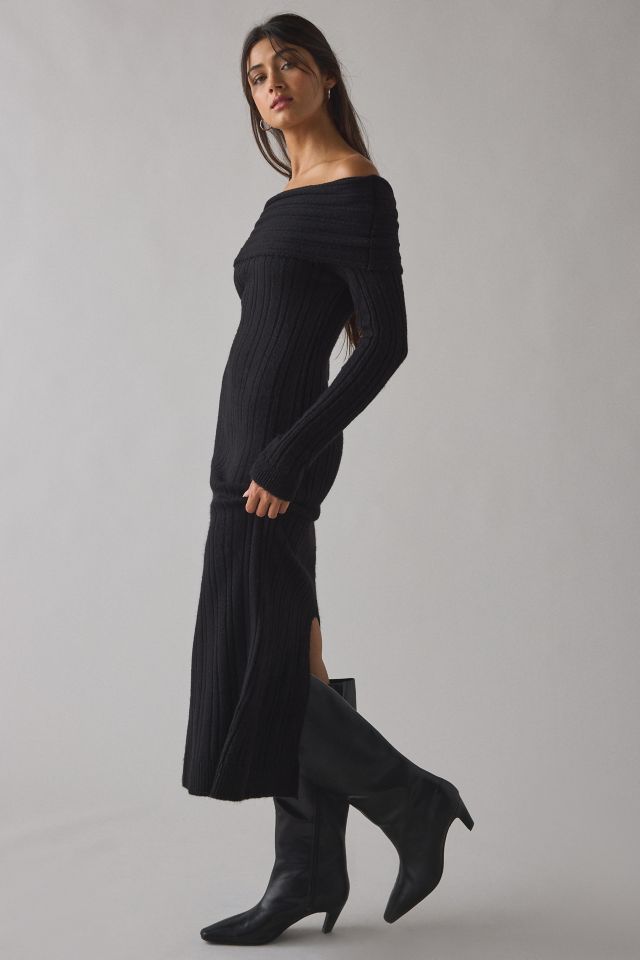 BDG Teddie Foldover Off-The-Shoulder Sweater Midi Dress #2