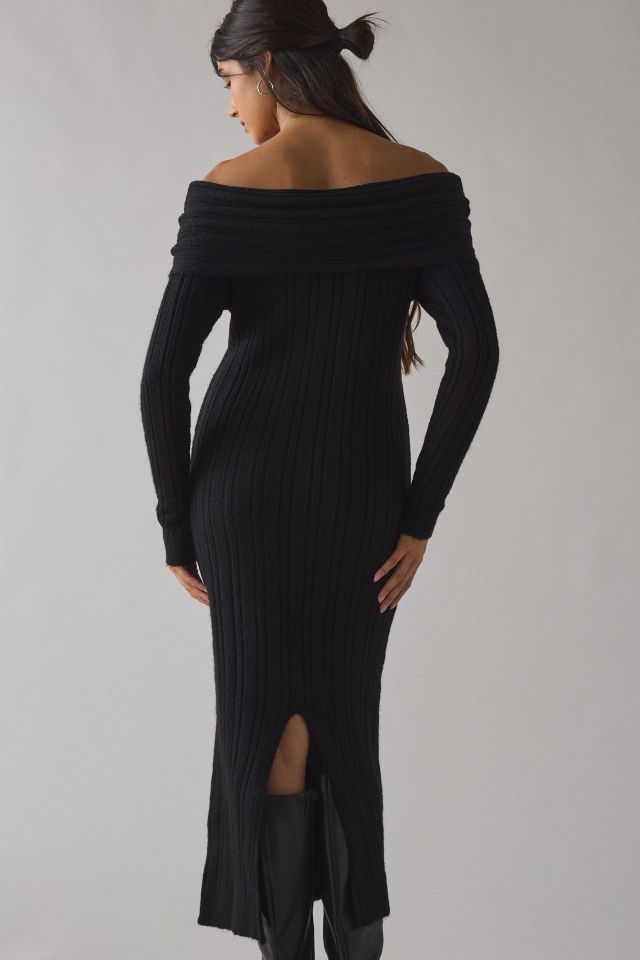 BDG Teddie Foldover Off-The-Shoulder Sweater Midi Dress #3
