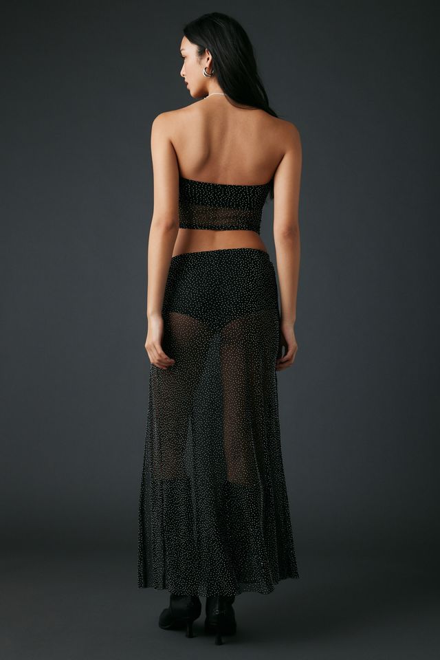 UO A Girl’s Best Friend Rhinestone Studded Sheer Mesh Skirt 2-Piece Set #4