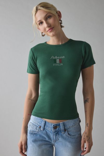Palermo Italian Flag Rhinestone Graphic Baby Tee Product Page