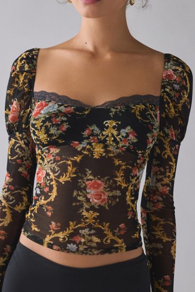 Kimchi Blue The Dark Sheer Mesh Long Sleeve Top