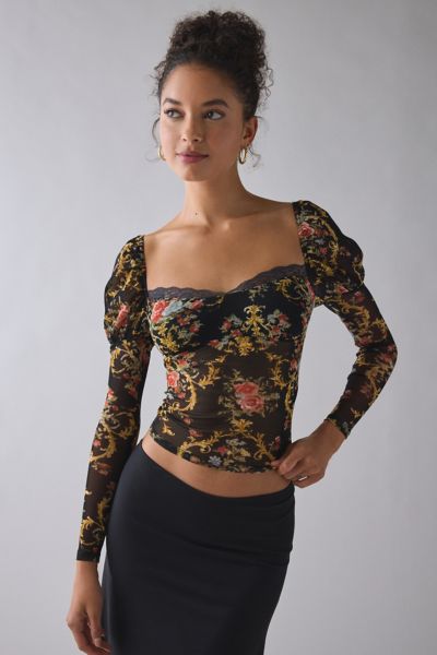Kimchi Blue In The Dark Sheer Mesh Long Sleeve Top
