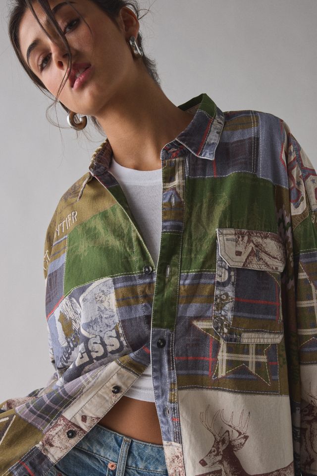 BDG Cowboy Dan Patchwork Oversized Button-Down Shirt #3
