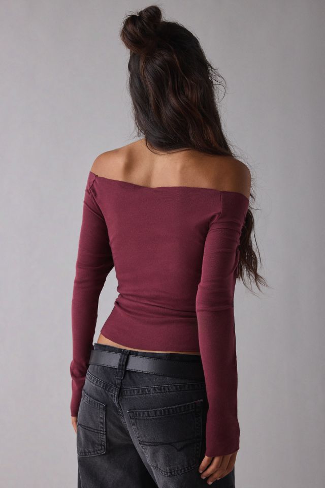 Rockstar Girlfriend Graphic Boatneck Off-The-Shoulder Long Sleeve Tee #1