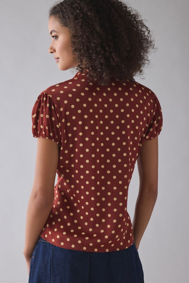 Motel Ulsan Polka Dot Puff Sleeve Button-Down Blouse #3