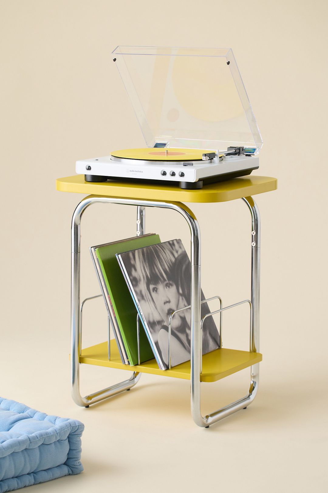 Boden Chrome Record Storage Media Table - Yellow, ONE SIZE