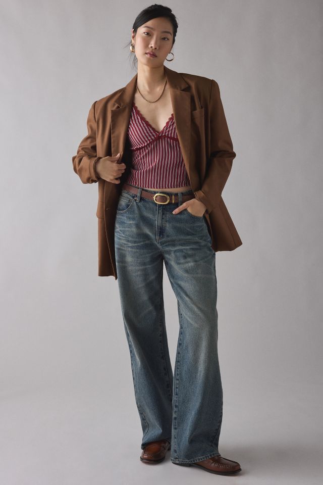 Motel Asani Plunging Cap Sleeve Crop Top #1
