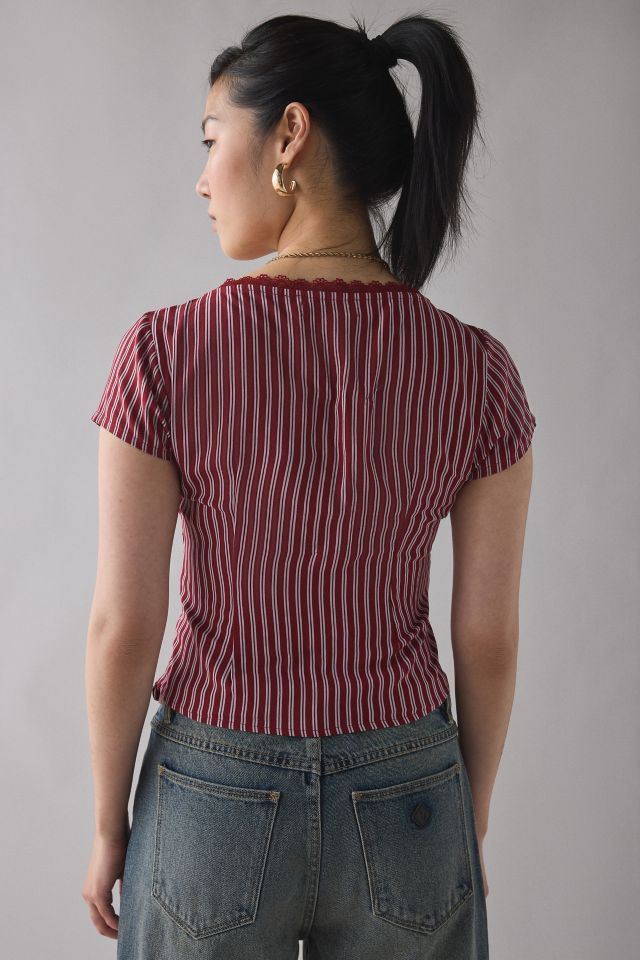 Motel Asani Plunging Cap Sleeve Crop Top #3