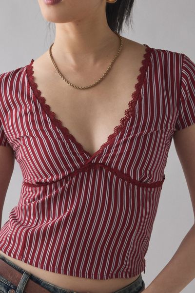 Motel Asani Plunging Cap Sleeve Crop Top