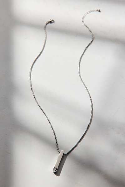 Urban Outfitters Bar Pendant Waterproof Necklace In Silver, Men's At  In Silver