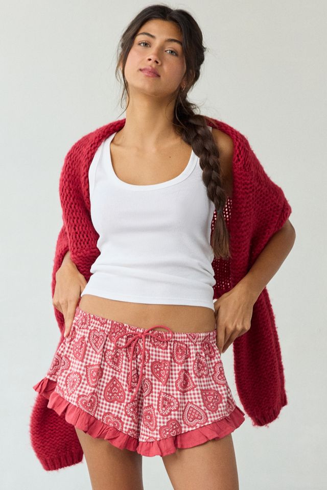 Out From Under Eat Your Heart Out Ruffle Pajama Shorts #3