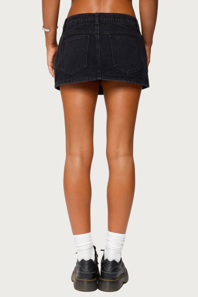 Edikted Ziggie Tie Front Denim Mini Skort #3