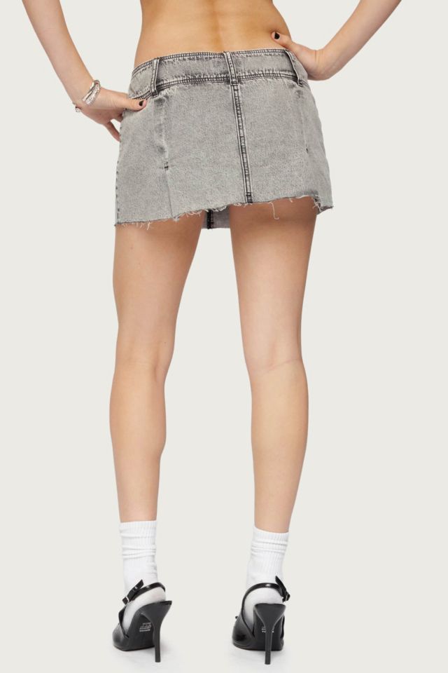 Edikted Vintage Washed Denim Mini Skort #4
