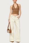 Edikted Contrast Stitch Low Rise Wide Leg Jeans