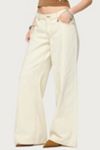 Edikted Contrast Stitch Low Rise Wide Leg Jeans