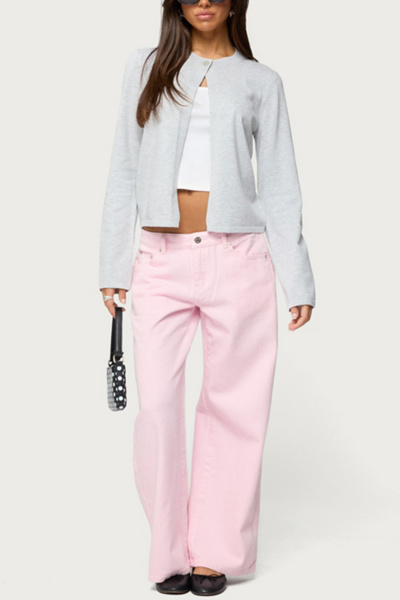 Edikted Petite Roman Low Rise Slouchy Jeans In Pink, Women's At Urban Outfitters