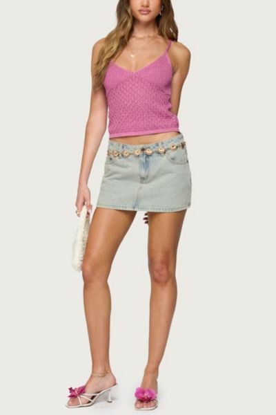 Edikted Frankey Sparkly Textured Knit Tank Top | Urban