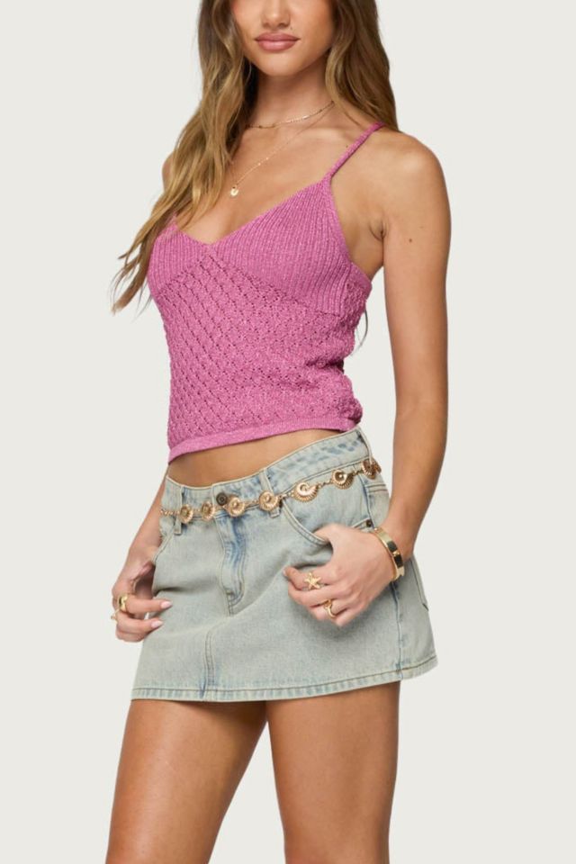 Edikted Frankey Sparkly Textured Knit Tank Top #2