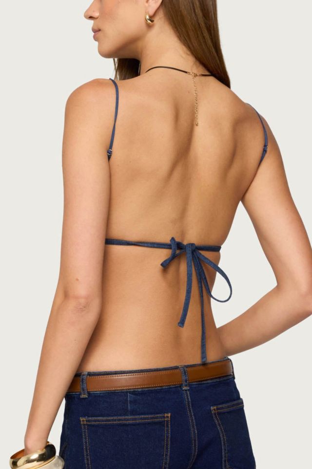 Edikted Conley Backless Denim Top #4