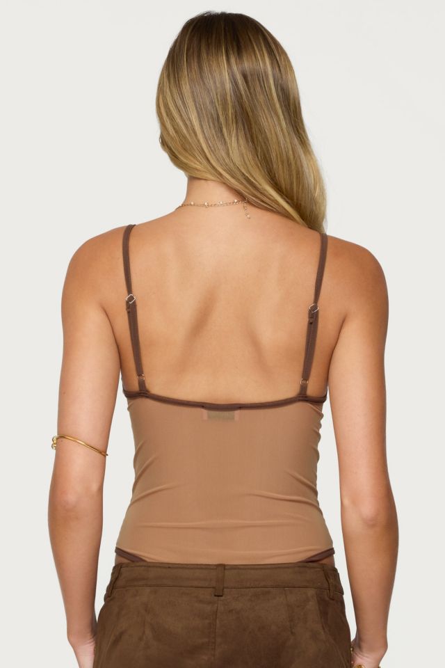 Edikted Contrast Sheer Mesh Cut Out Bodysuit #4