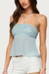 Edikted Beadie Sheer Chiffon Strapless Top