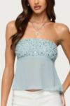 Edikted Beadie Sheer Chiffon Strapless Top