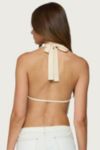 Edikted Beaded Chiffon Backless Cowl Neck Top