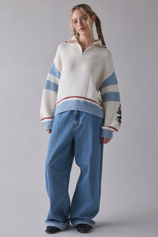 BDG Lizzie Alaska Husky Graphic 1/4 Zip Pullover Sweater #2