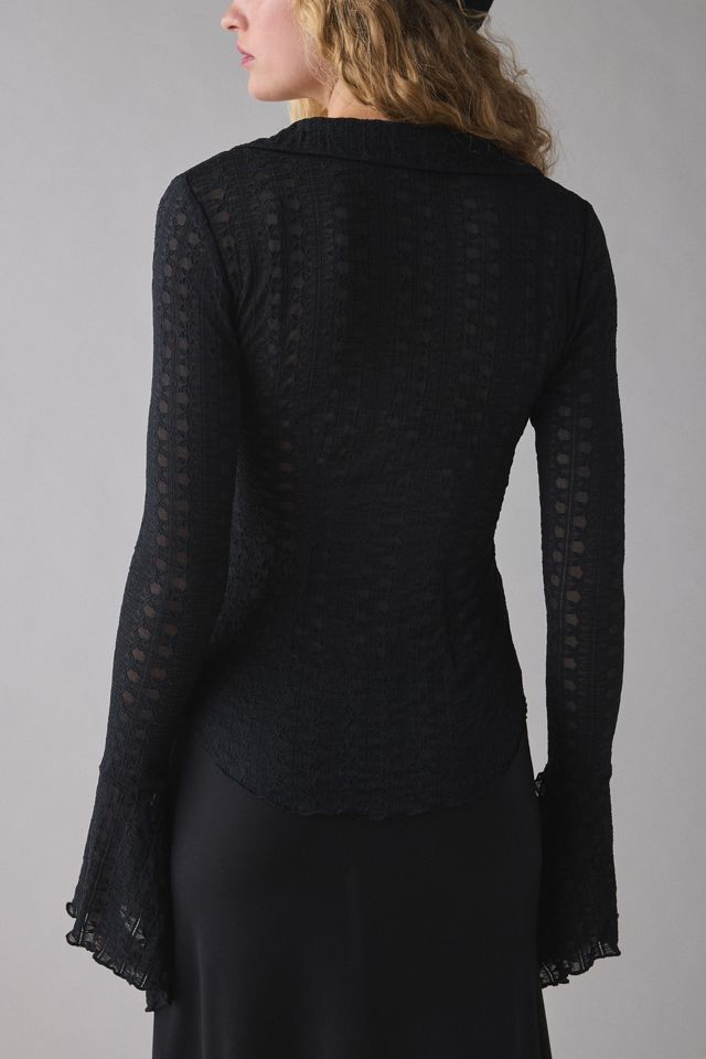 Kimchi Blue Abigail Sheer Lace Button Front Flyaway Top