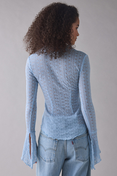 Kimchi Blue Abigail Sheer Lace Button Front Flyaway Top