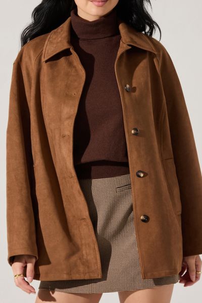 Astr The Label Presleigh Faux Suede Jacket In Brown