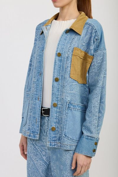 En Saison Tarak Jacquard Denim Barn Jacket