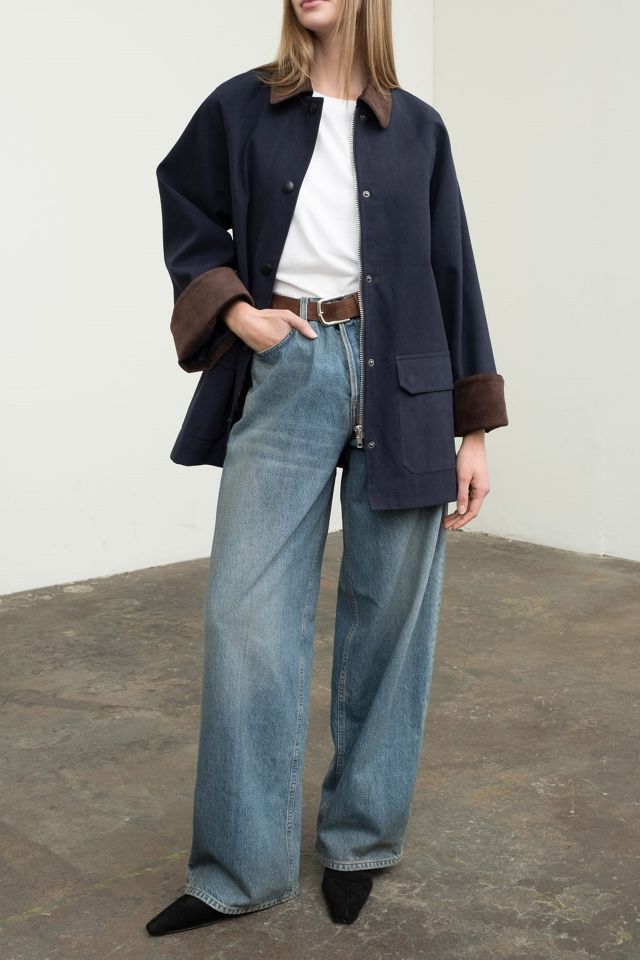 Moon River Corduroy Collar Oversized Barn Jacket #1