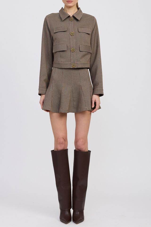 En Saison Aubrielle Floral Button Cropped Houndstooth Jacket #3