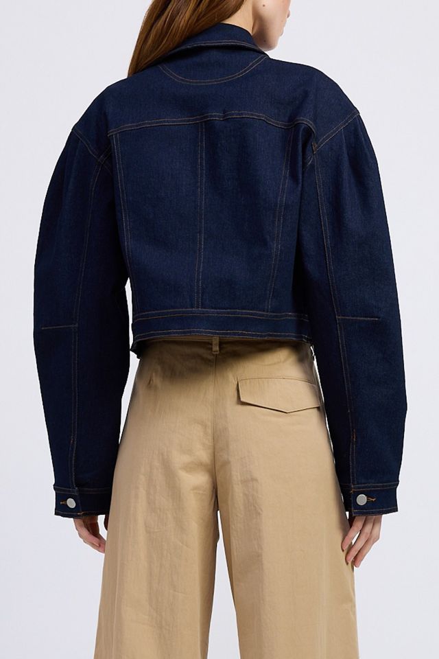 En Saison Seraphina Balloon Sleeve Cropped Denim Jacket #1
