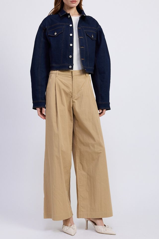 En Saison Seraphina Balloon Sleeve Cropped Denim Jacket #3