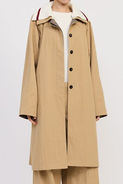 En Saison Marleigh Ribbed Collar Long Car Coat