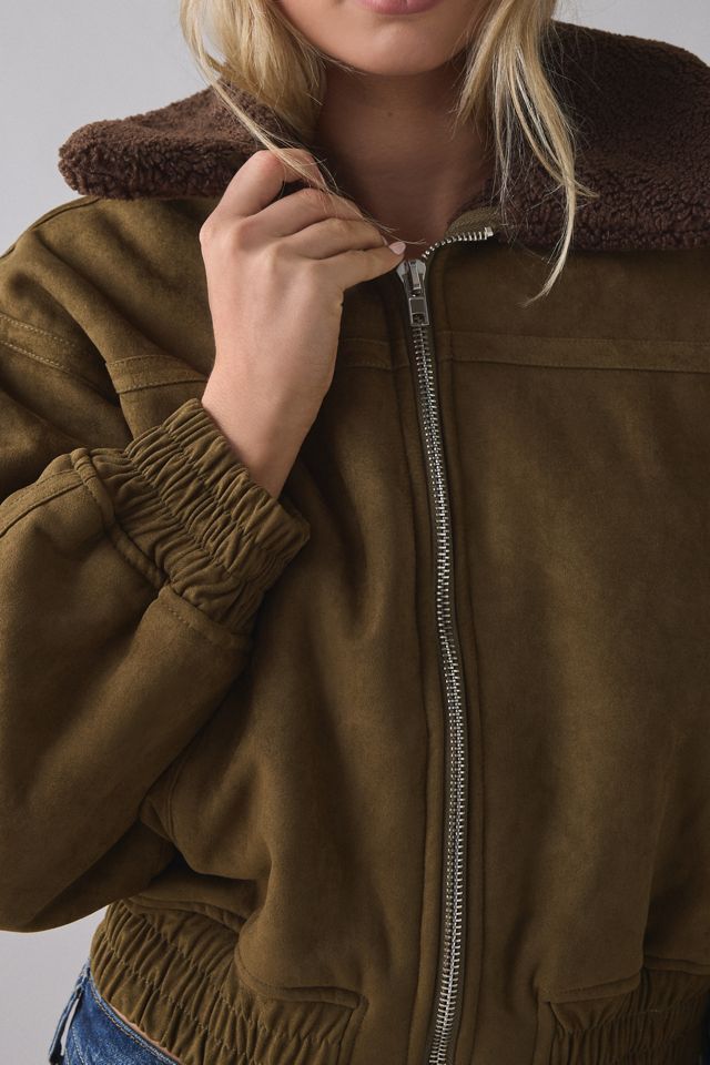 Moon River Teddy Lined Faux Suede Cropped Jacket #3