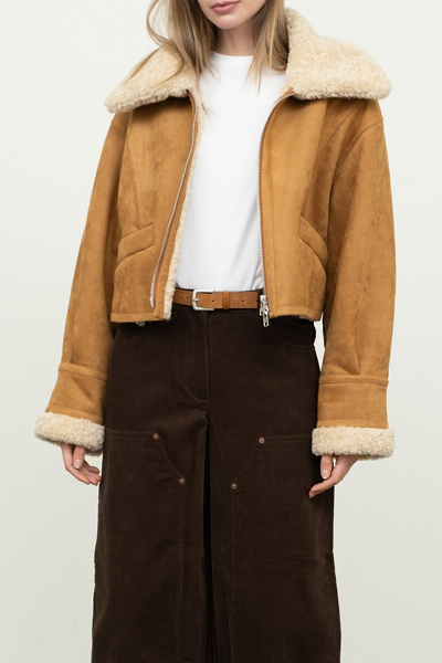Moon River Faux-shearling Jacket In Brown