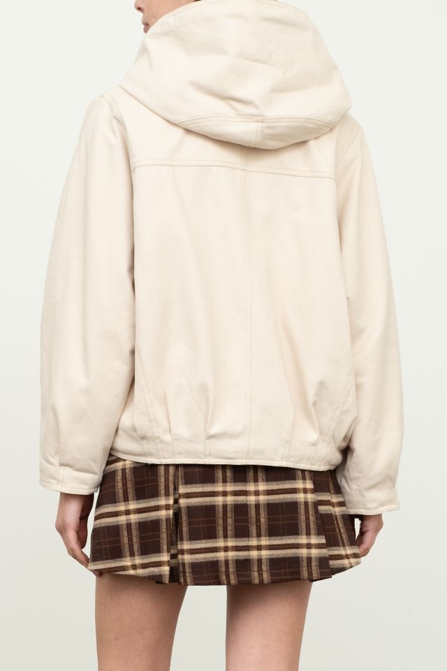 Moon River Ecru Toggle Button Fleece Lined Hooded Jacket #2