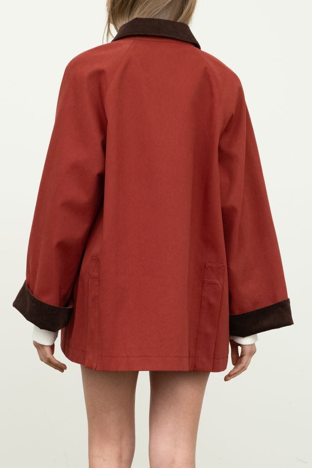 Moon River Corduroy Collar Oversized Red Barn Jacket #2
