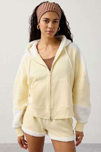 Out From Under Snow Days Oversized Fleece Full-zip Hoodie Sweatshirt In Light Yellow, Women's At Urban Outfitters