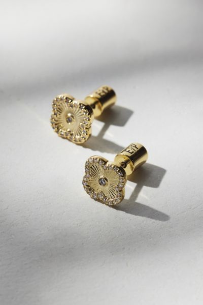 Electric Picks Clover Icon Rhinestone Stud Earring