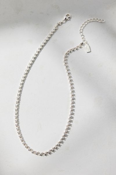 Electric Picks Runway Rhinestone Necklace In Silver, Women's At Urban Outfitters In White