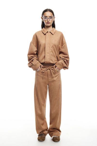 Lioness Kenny Oversized Faux Suede Bomber Jacket