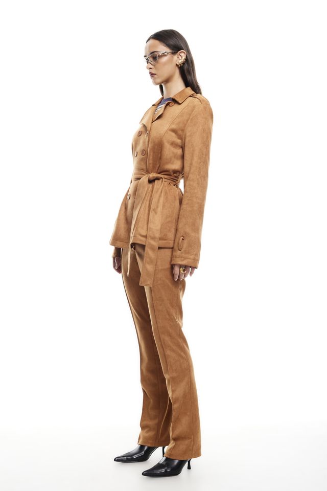 Lioness Bella Faux Suede Cropped Trench Coat #1